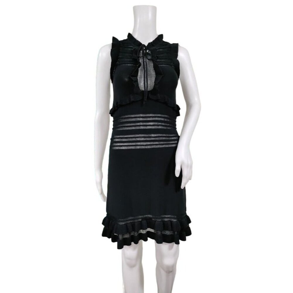 NWT For Love and Lemons Knitz Black knit dress With Sheer Accents S - Picture 6 of 15